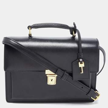 Pre Owned Saint Laurent Black Leather High School Top Handle Bag