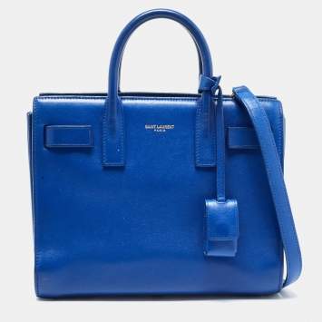 Pre Owned Saint Laurent Blue Leather Nano Classic Sac De Jour Tote