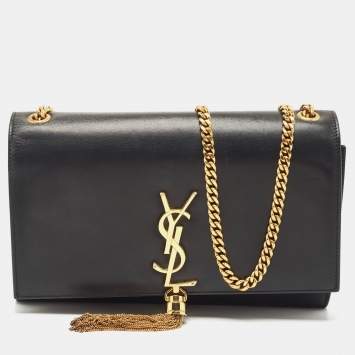Pre Owned Saint Laurent Black Leather Medium Kate Tassel Chain Bag