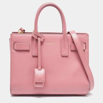 Pre Owned Saint Laurent Pink Leather Nano Classic Sac De Jour Tote