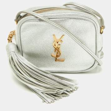 Pre Owned Saint Laurent Silver Leather Blogger Crossbody Bag