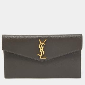 Saint Laurent Grey Leather Uptown Clutch 