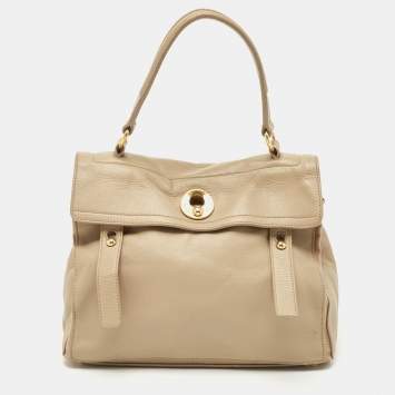 Pre Owned Yves Saint Laurent Grey Leather Muse Two Shoulder Bag