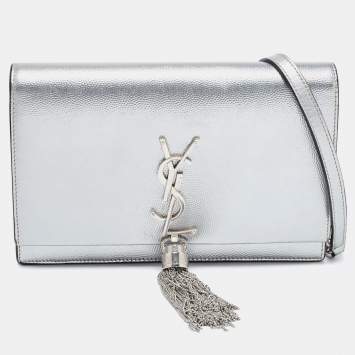 Saint Laurent Grey Leather Kate Tassel Shoulder Bag