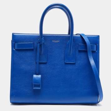 Pre Owned Saint Laurent Blue Leather Small Classic Sac De Jour Tote
