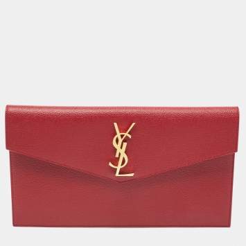 Pre Owned Saint Laurent Red Leather Uptown Pouch