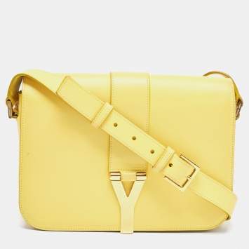 Pre Owned Saint Laurent Yellow Leather Ligne Y Crossbody Bag