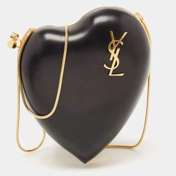 Pre Owned Saint Laurent Black Leather Love Box Chain Bag