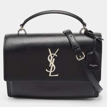 Pre Owned Saint Laurent Black Leather Large Sunset Shoulder Bag