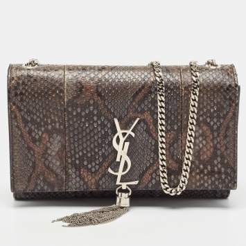 Pre Owned Saint Laurent Green/Brown Python Kate Shoulder Bag
