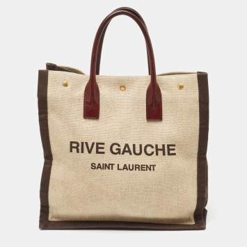 Pre Owned Saint Laurent Tricolor Canvas and Leather Rive Gauche Vertical Tote