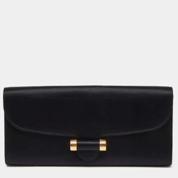 Saint Laurent Black Satin Muse Clutch