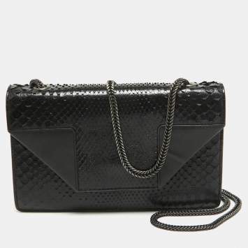 Pre Owned Saint Laurent Black Python and Leather Betty Shoulder Bag