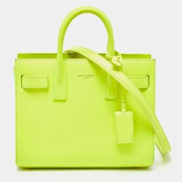 Saint Laurent Neon Yellow Leather Nano Classic Sac De Jour Tote