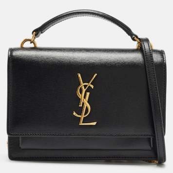 Pre Owned Saint Laurent Black Leather Sunset Chain Wallet