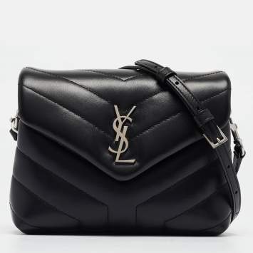 Pre Owned Saint Laurent Black Quilted Leather Toy Loulou Crossbody Bag