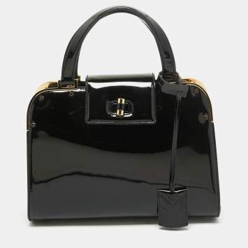 Pre Owned Yves Saint Laurent Black Patent Leather Uptown Satchel