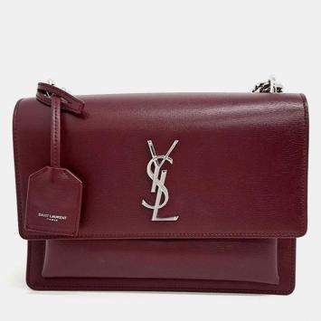 Pre Owned Saint Laurent Paris Wine Leather Sunset Medium Shoulder Bag
