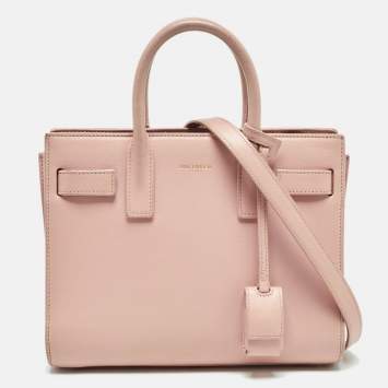 Pre Owned Saint Laurent Old Rose Leather Nano Classic Sac De Jour Tote