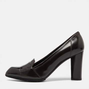 Pre Owned Saint Laurent Paris Brown Leather Pointed Toe Loafer Pumps Size 39