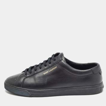 Pre Owned Saint Laurent Black Leather Andy Sneakers Size 38.5