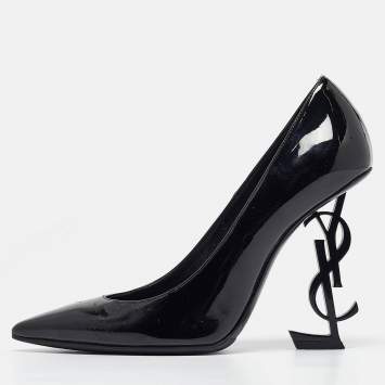 Pre Owned Saint Laurent Black Patent Leather Opyum Pumps Size 37