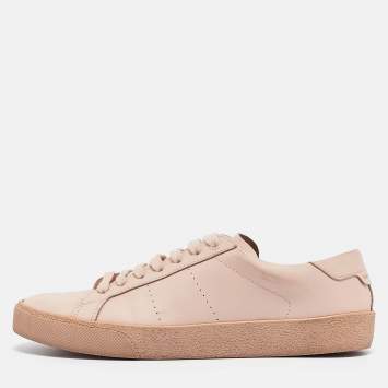 Pre Owned Saint Laurent Light Pink Leather Court SL/06 Sneakers Size 38.5
