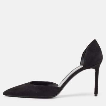 Pre Owned Saint Laurent Black Suede Pointed Toe D'orsay Pumps Size 42