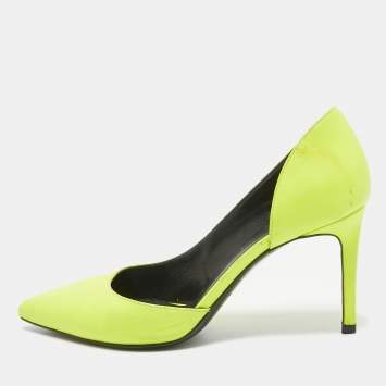 Saint Laurent Neon Yellow Leather D'orsay Pumps Size 36