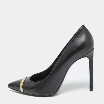 Pre Owned Saint Laurent Black Leather Escarpin Pointed Toe Pumps Size 39.5