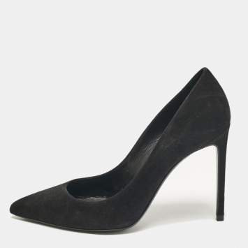 Pre Owned Saint Laurent Black Suede Anja Pointed Toe Pumps Size 36