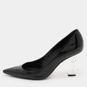 Pre Owned Saint Laurent Black Patent Leather Opyum Pumps Size 38