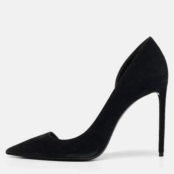 Pre Owned Saint Laurent Black Suede Pointed Toe  D'orsay Pumps Size 39
