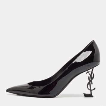 Pre Owned Saint Laurent Black Patent Leather Opyum Pumps Size 41