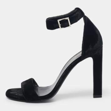 Saint Laurent Black Velvet Grace Sandals Size 38