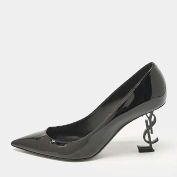 Pre Owned Saint Laurent Black Leather Opyum Pointed Toe Pumps Size 38.5