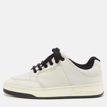 Saint Laurent Black/White Leather SL/61 Lace Up Sneakers Size 38.5
