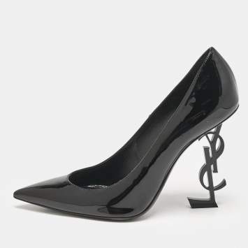 Saint Laurent Black Patent Leather Opyum Pointed Toe Pumps Size 40