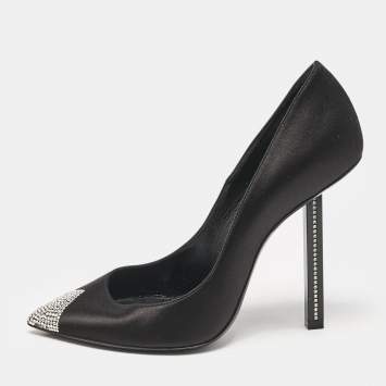 Saint Laurent Black Satin Tower Pumps Size 37