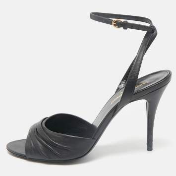 Pre Owned Saint Laurent Black Leather Indya Sandals Size 36