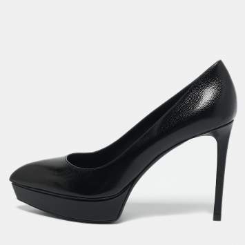 Saint Laurent Black Leather Janis Pumps Size 37.5