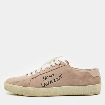 Saint Laurent Dusty Pink Suede Court Classic Low Top Sneakers Size 37