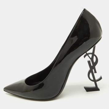 Saint Laurent Black Patent Leather Opyum Pointed Toe Pumps Size 41