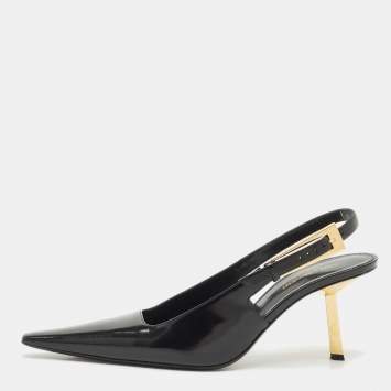 Saint Laurent Black Leather Lee Slingback Pumps Size 40