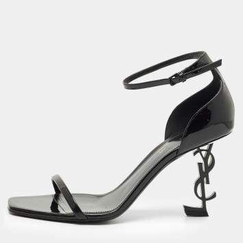 Pre Owned Saint Laurent Black Patent Leather Opyum Sandals Size 39