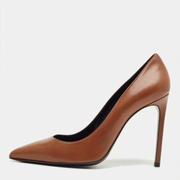 Pre Owned Saint Laurent Brown Leather Anja Pumps Size 40