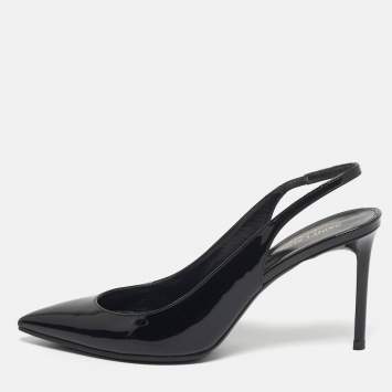 مملوكة مسبقًا Saint Laurent Anja Size 39 Black Patent Leather Slimgback Pumps