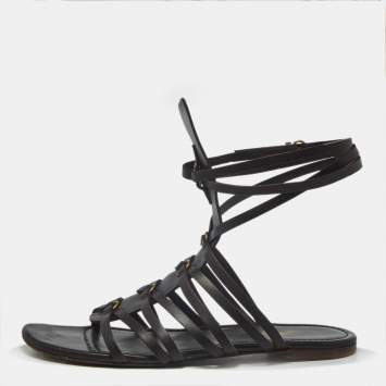 Pre Owned Saint Laurent Size 37 Brown Leather Gladiator Sandals