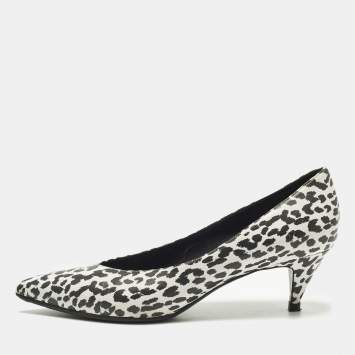 Pre Owned Saint Laurent Charlotte Size 40 Black/White Leather Pointed Toe Pumps