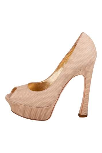 Pre Owned Yves Saint Laurent Beige Textured Suede Palais Platform Peep Toe Pumps Size 36.5